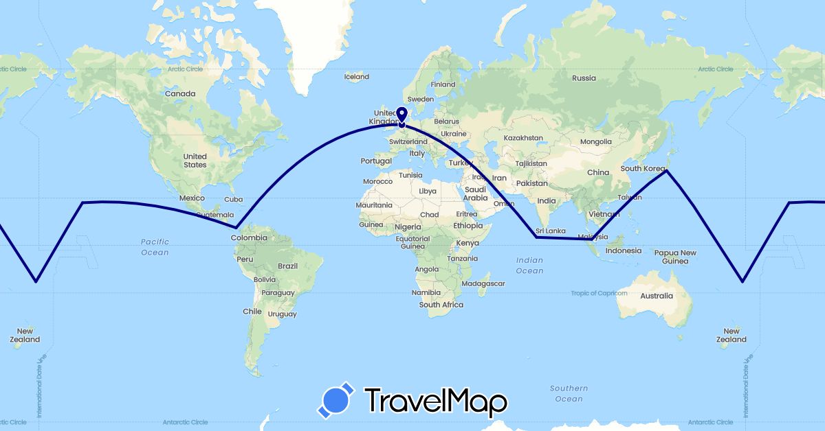 TravelMap itinerary: driving in United Arab Emirates, Fiji, Japan, Maldives, Malaysia, Netherlands, Panama, United States (Asia, Europe, North America, Oceania)